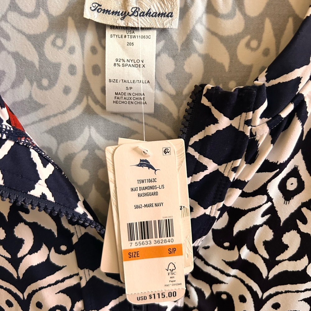 Navy and White Ikat Rashguard Tommy Bahama - Picture 3 of 5